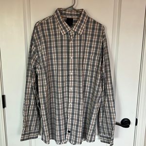 F/X Fusion Brown/Black Plaid Button Down Shirt.